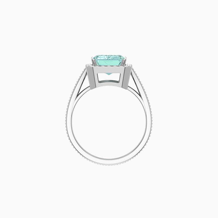 Sea Green sapphire and natural diamond halo