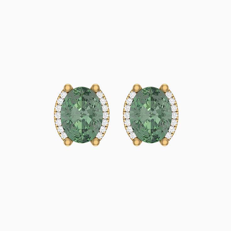 Australian Green Sapphire and Natural diamond earrings