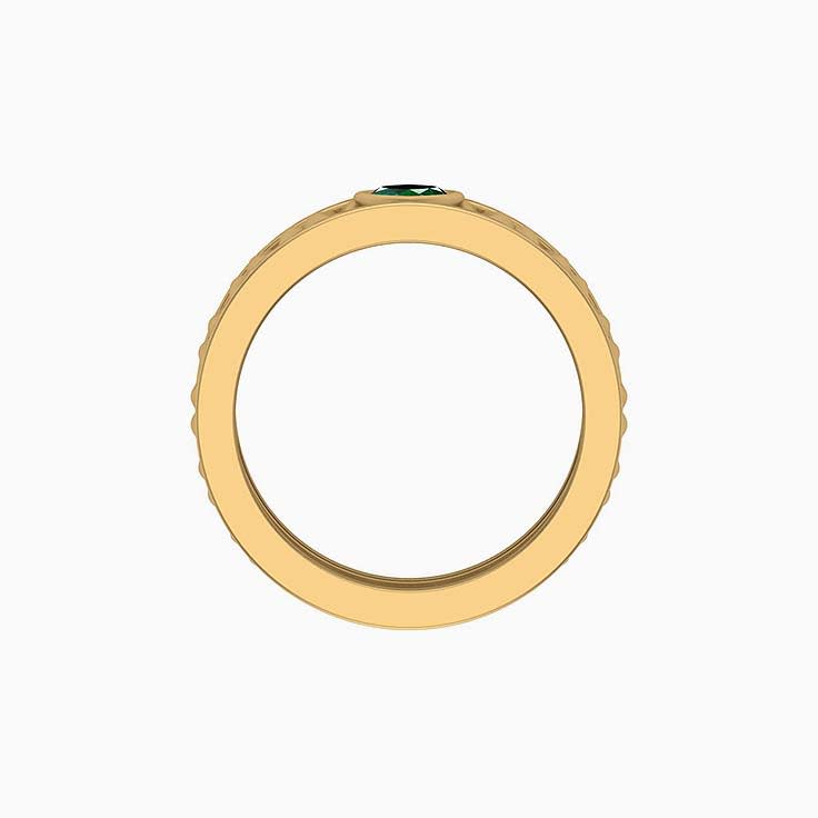 Emerald Wide band with diamond ring