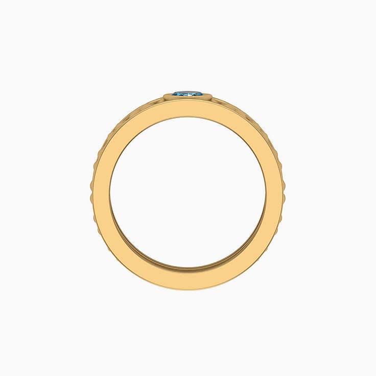 Teal Sapphire Wide band and diamond ring