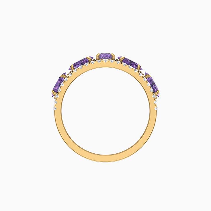 Amythyst and diamond band ring