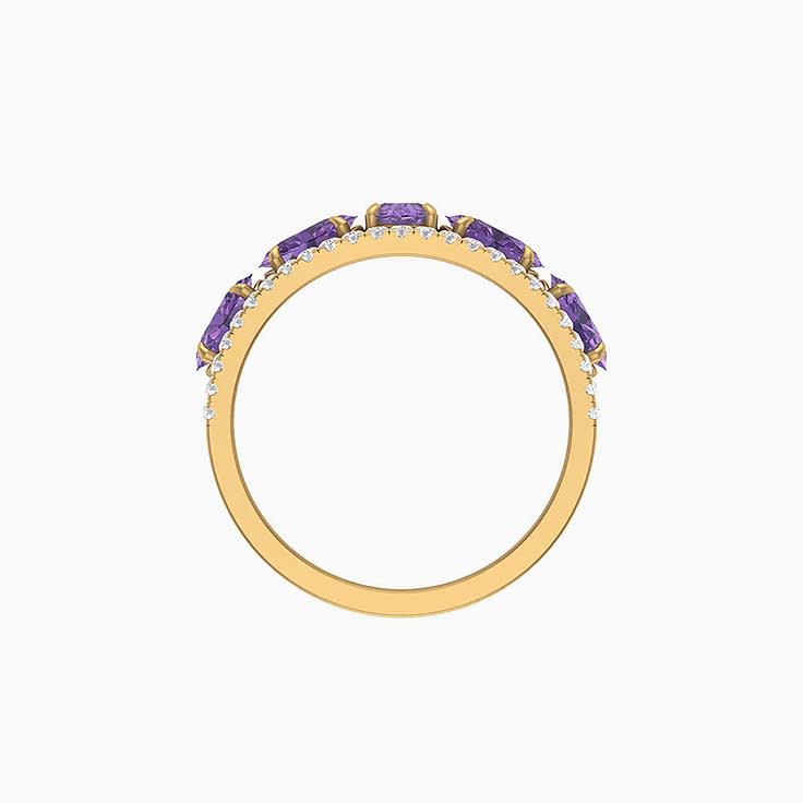 Amythyst and diamond band ring