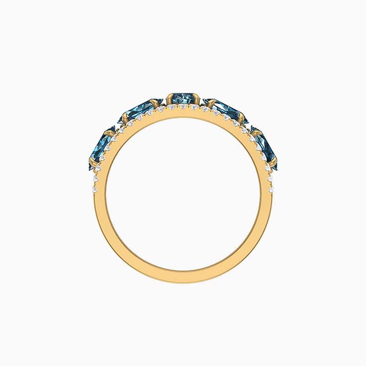 Natural Teal Sapphire and diamond ring