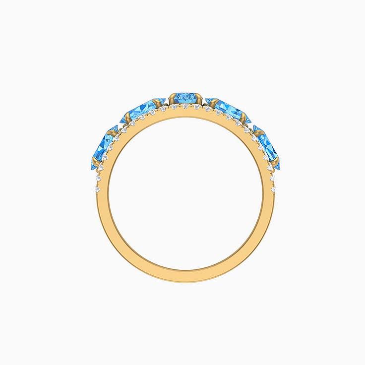 Natural Blue Topaz and natural Diamond band