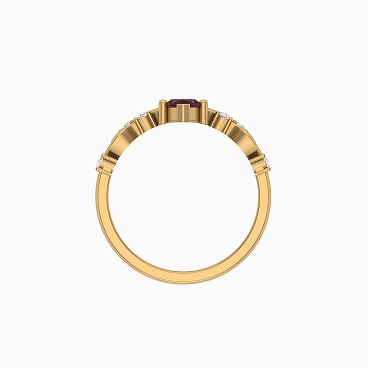 Marquise cut Natural Rhodolite with diamond ring