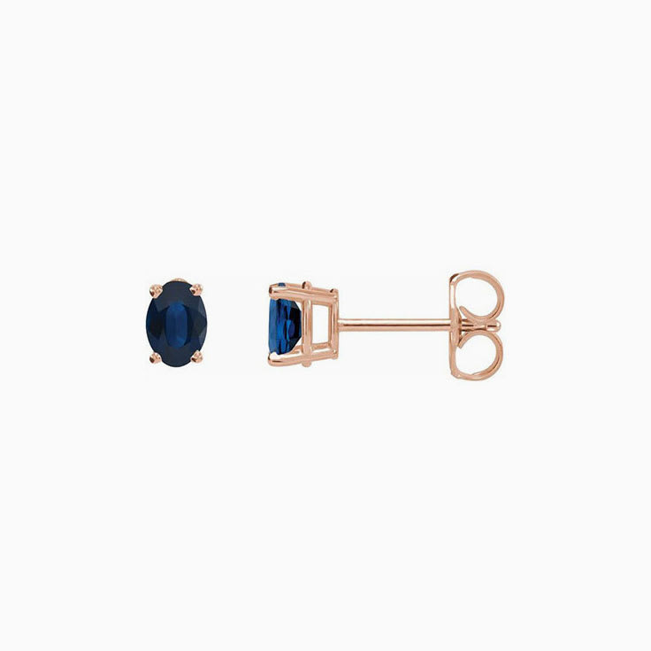 Rose gold Lab Grown Blue Sapphire Earrings