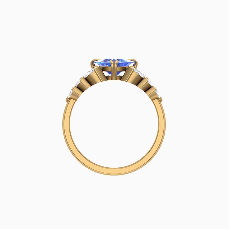 Cornflower blue Ceylon sapphire and Diamond Marquise cut ring