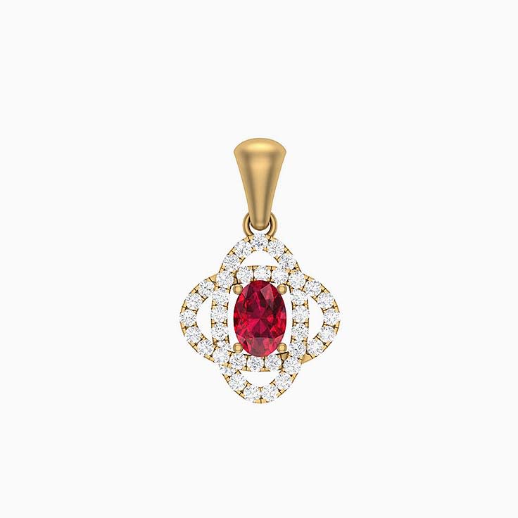 Oval Pigeon Blood Red Ruby and diamond pendant