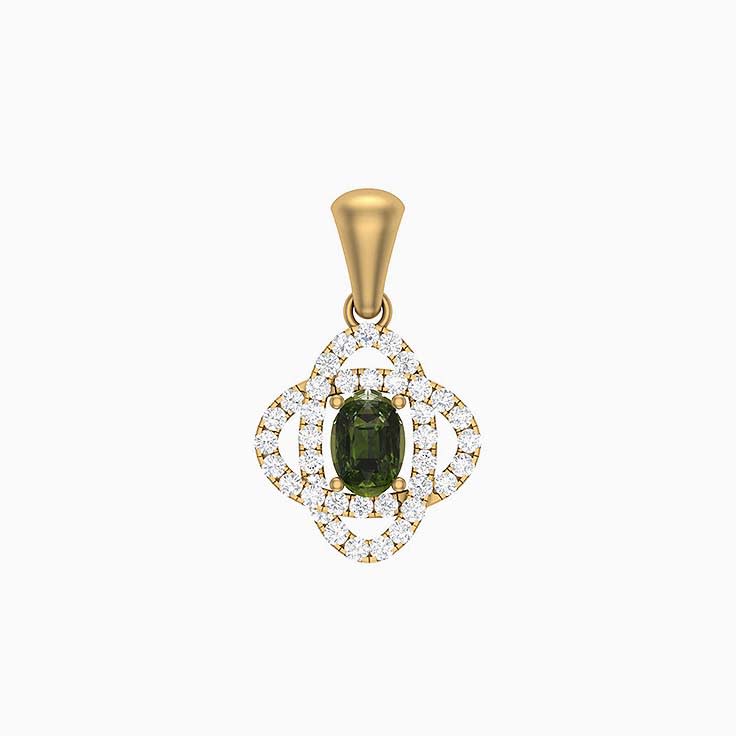 Australian Green Sapphire and diamond pendant.