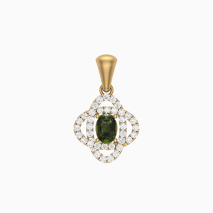Australian Green Sapphire and diamond pendant.