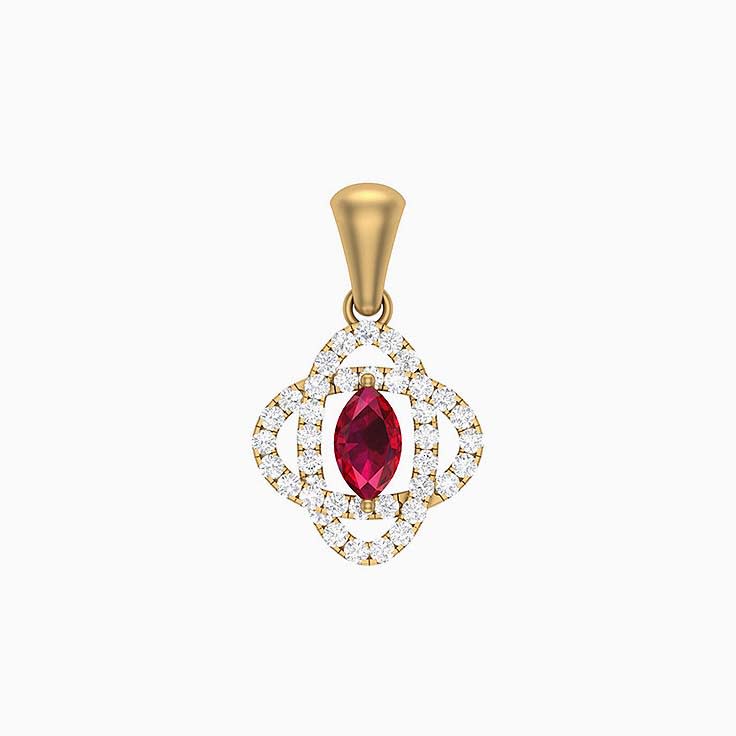 Ruby marquise and diamond pendant