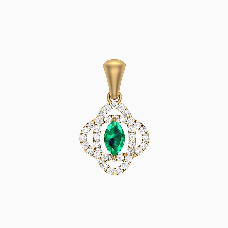 Emerald Marquise and Diamond pendant