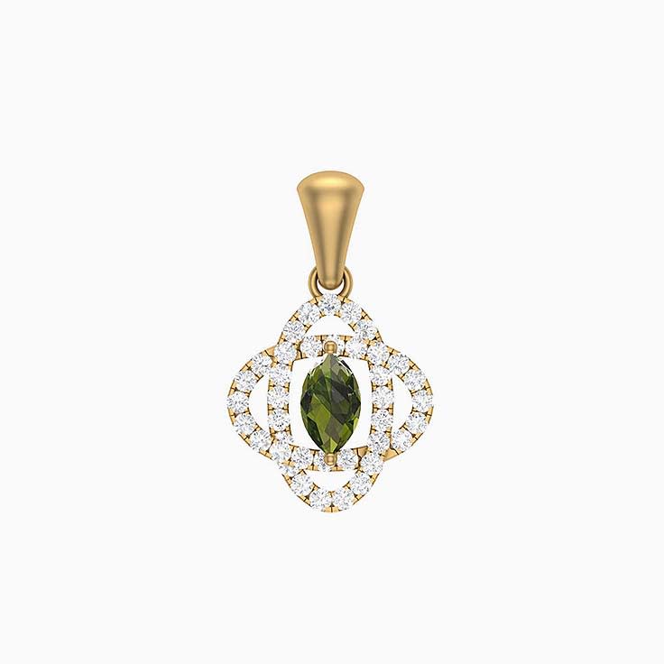 Green Sapphire marquise cut and diamond pendant