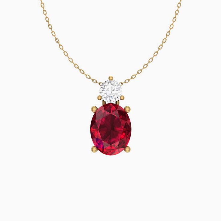 Oval Natural Ruby and Natural Diamond pendant