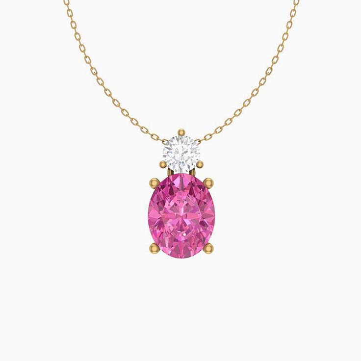 Natural Fancy Pink Sapphire and natural diamond pendant