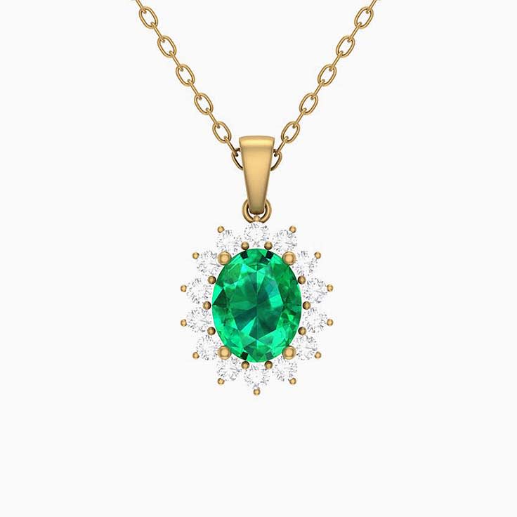 Natural Emerald and natural Diamond pendant