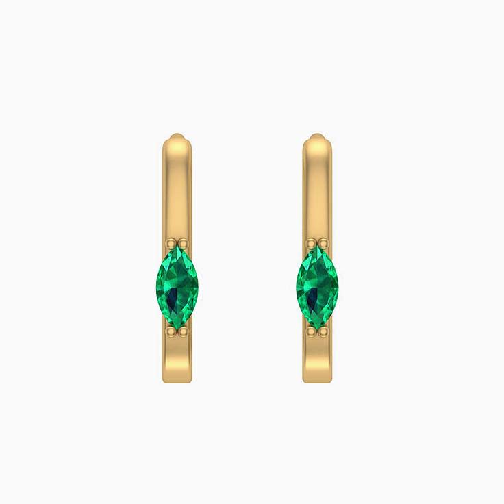 Marquise cut Natural emerald Earrings