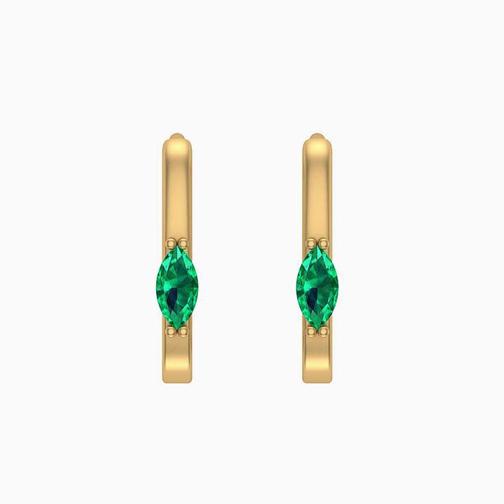 Marquise cut Natural emerald Earrings