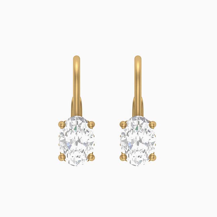 Hidden Halo Oval Lab Diamond Solitaire Earrings