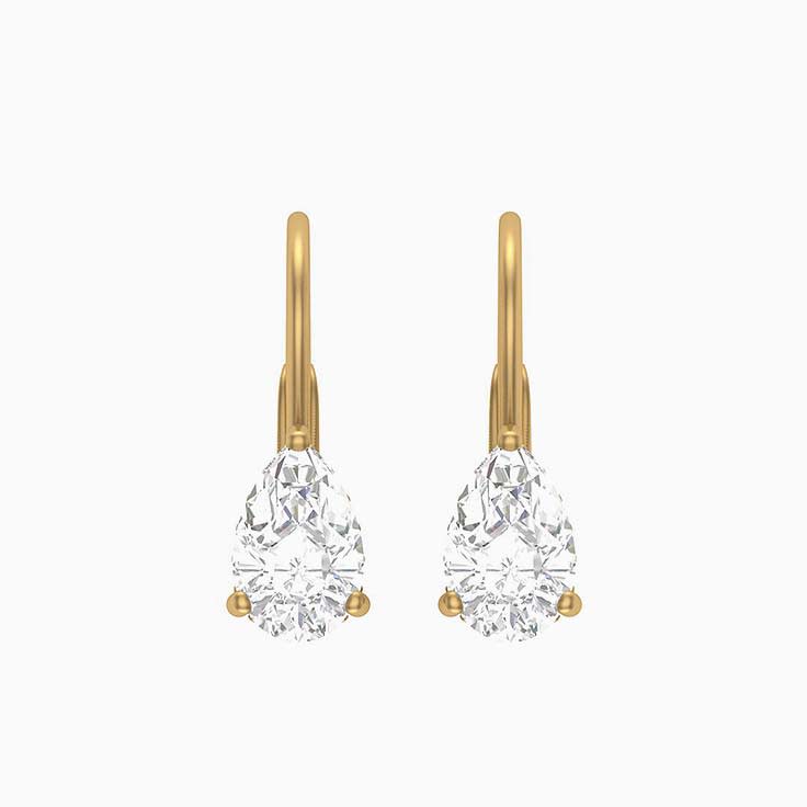 Hidden Halo Pear Lab Diamond Solitaire Earrings