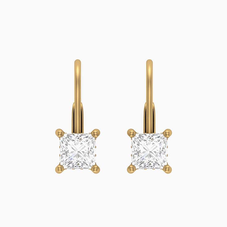 Hidden Halo Princess Lab Diamond Solitaire Earrings