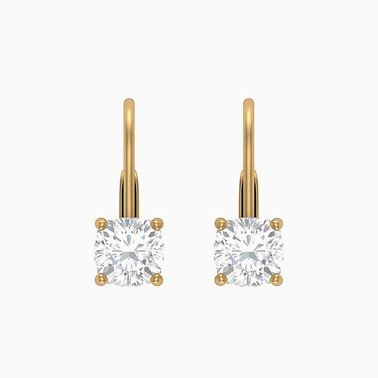 Hidden Halo Cushion Lab Diamond Solitaire Earrings