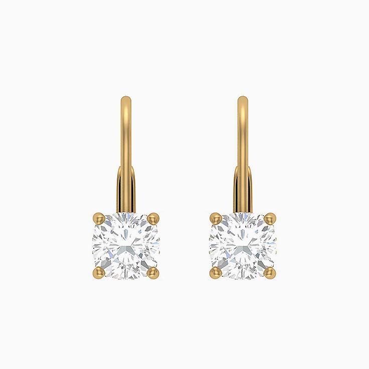 Hidden Halo Cushion Lab Diamond Solitaire Earrings