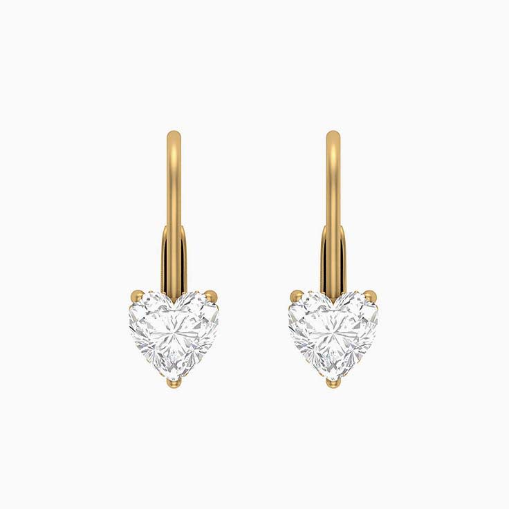 Hidden Halo Heart Lab grown Diamond Solitaire Earrings