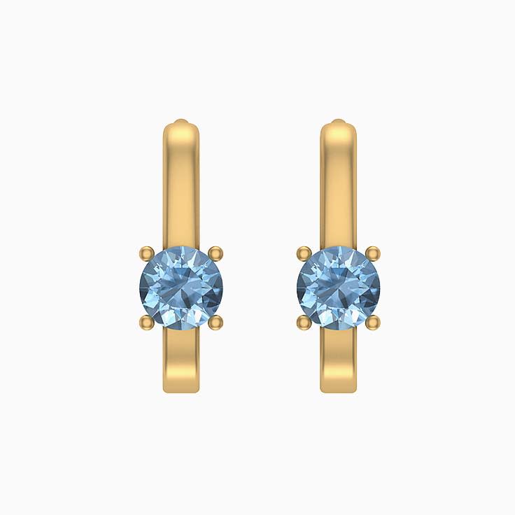 Aquamarine round cut Huggies