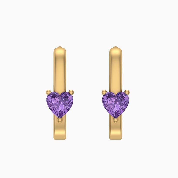 Natural Heart cut Amythyst Earring