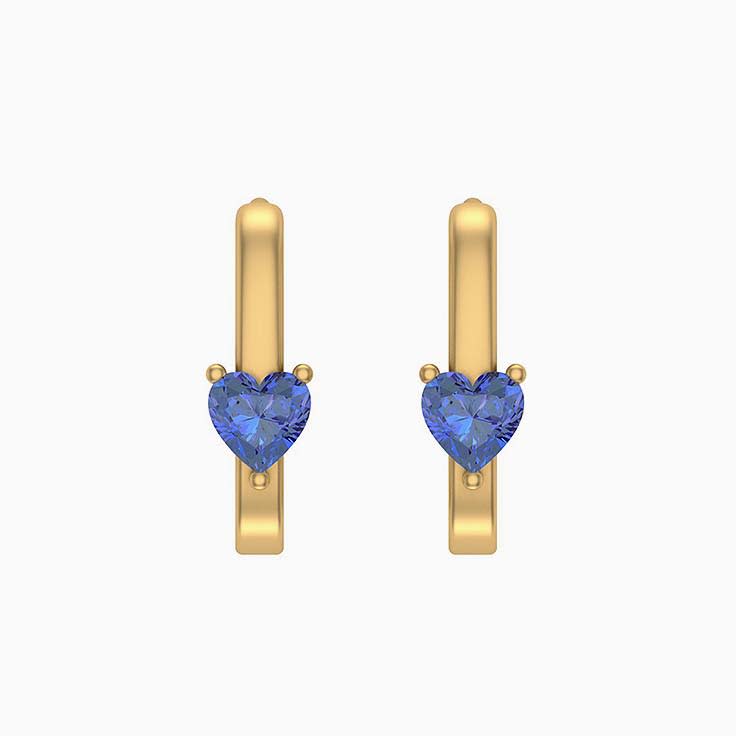 Natural heart cut Blue Sapphire earrings