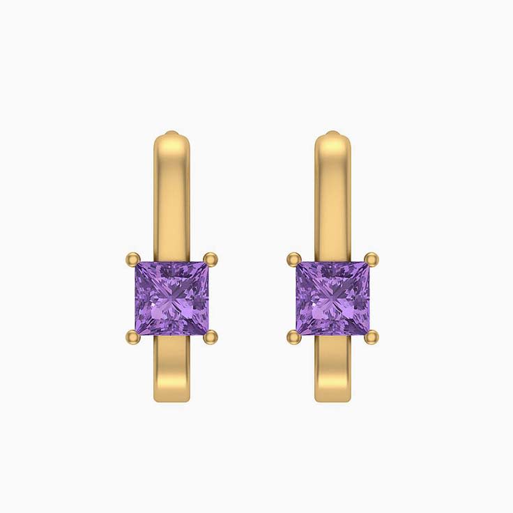 Natural Amethyst Huggies