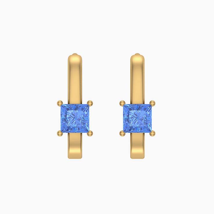 Natural Blue sapphire princess cut Huggies