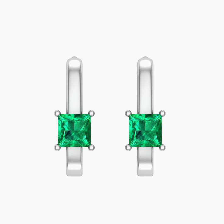 Natural Emerald princess cut Huggies