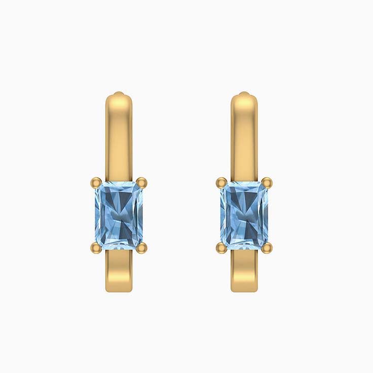Radiant cut Sea Blue Aquamarine Huggies