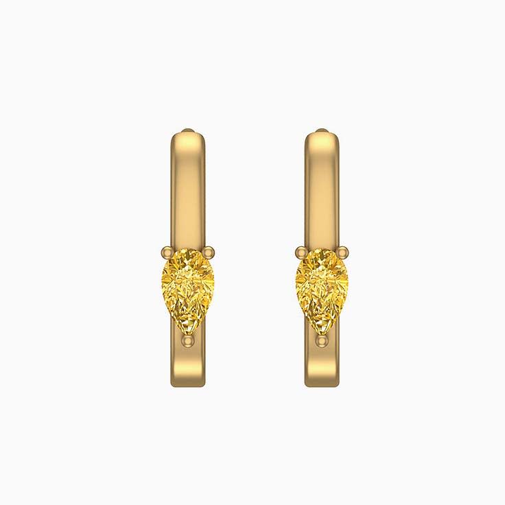 Citrine Pear cut Huggies