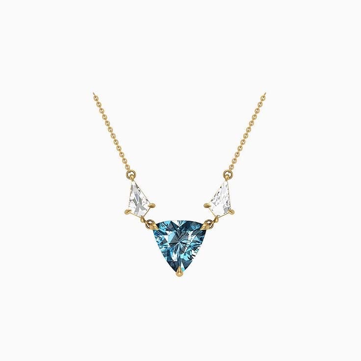 Teal sapphire Trillion cut Lab grown with lab diamonds