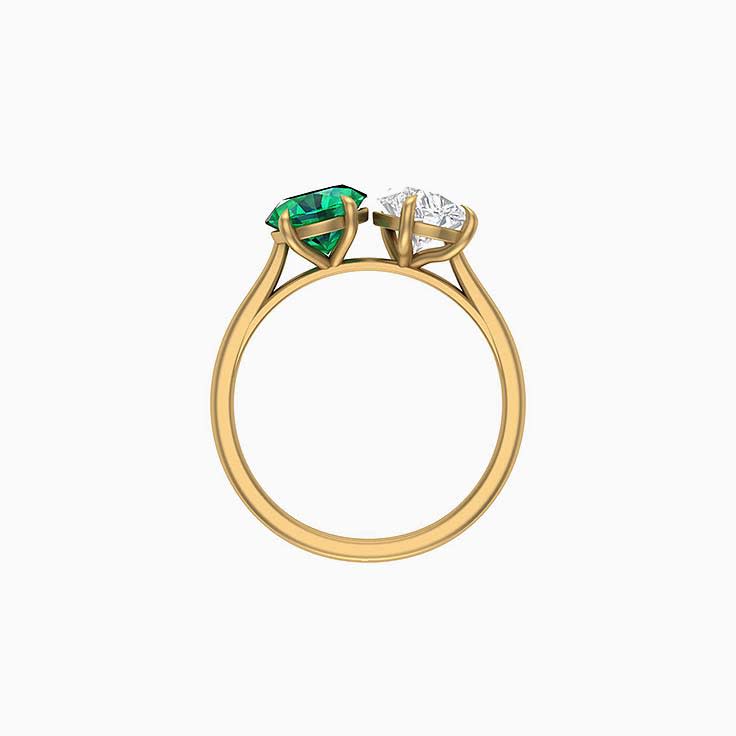 Toi et Moi Lab Emerald and Lab Diamond ring