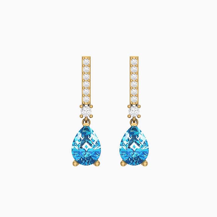 Stunning Blue Topaz and Natural Diamonds earrings