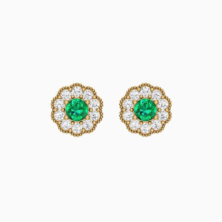 Natural emeralds and diamond stud earrings