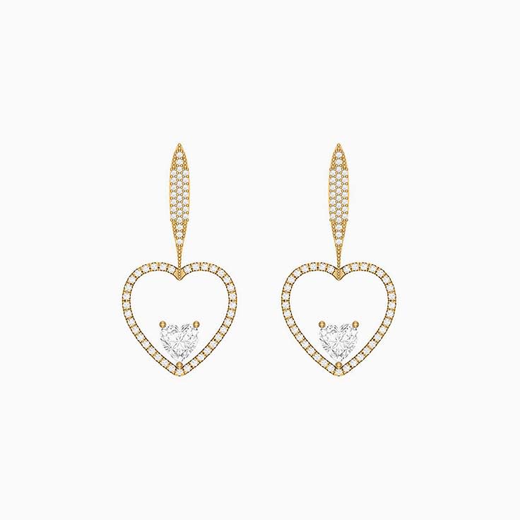 Heart Lab diamond dangle earrings