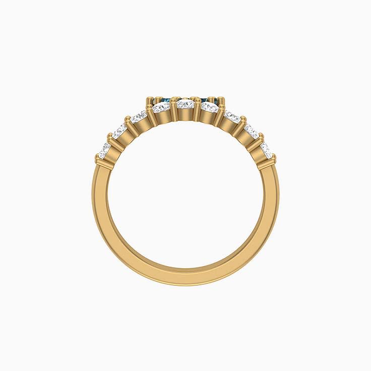 Australian Teal sapphires and natural diamond ring