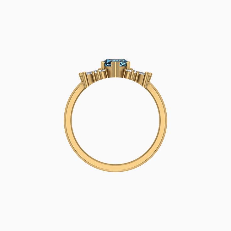 Australian Teal Sapphire and Rays of Natural Diamonds
