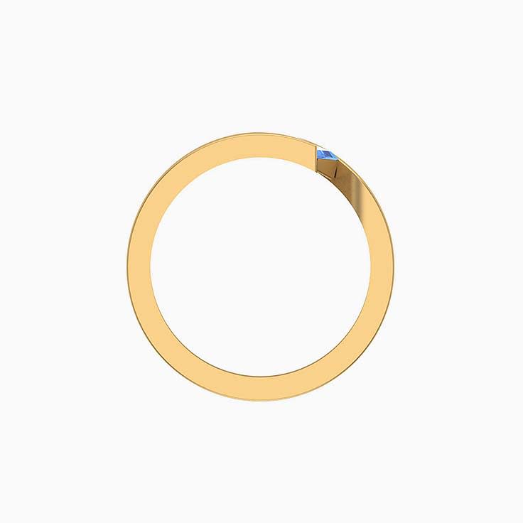 Blue Baguette Sapphire solid gold band