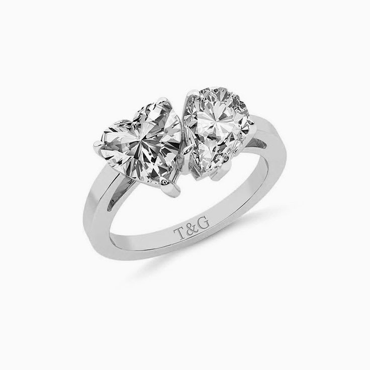 heart and pear natural diamond ring