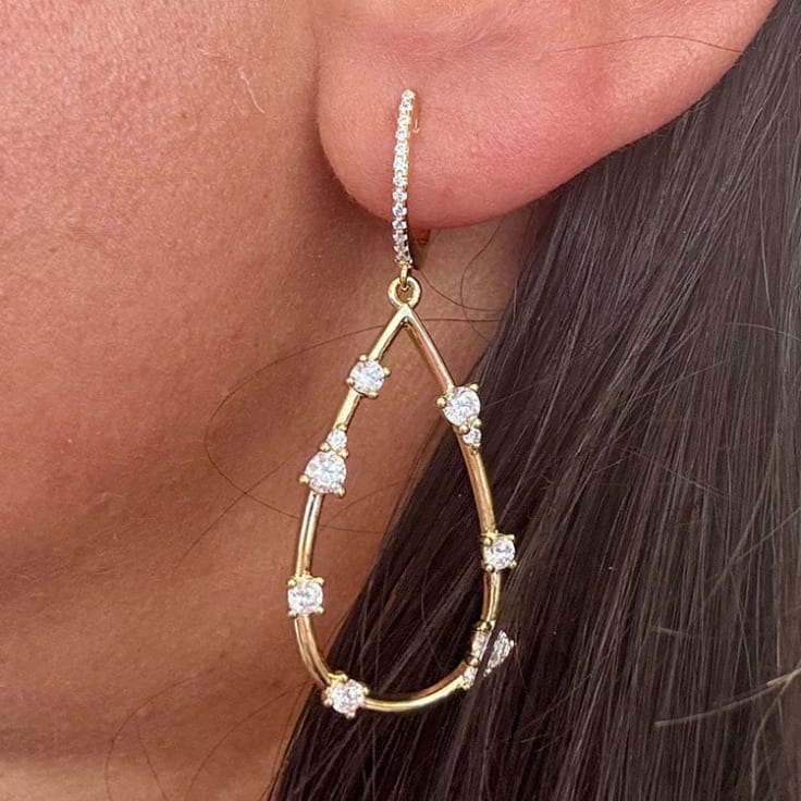 Tear Drop Diamond Earrings