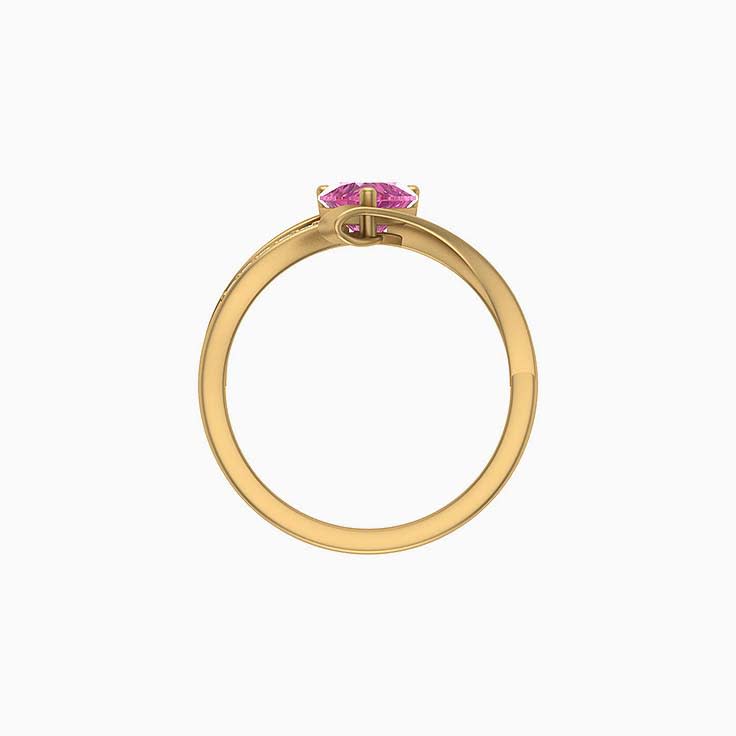 Deep Pink sapphire and natural diamond ring