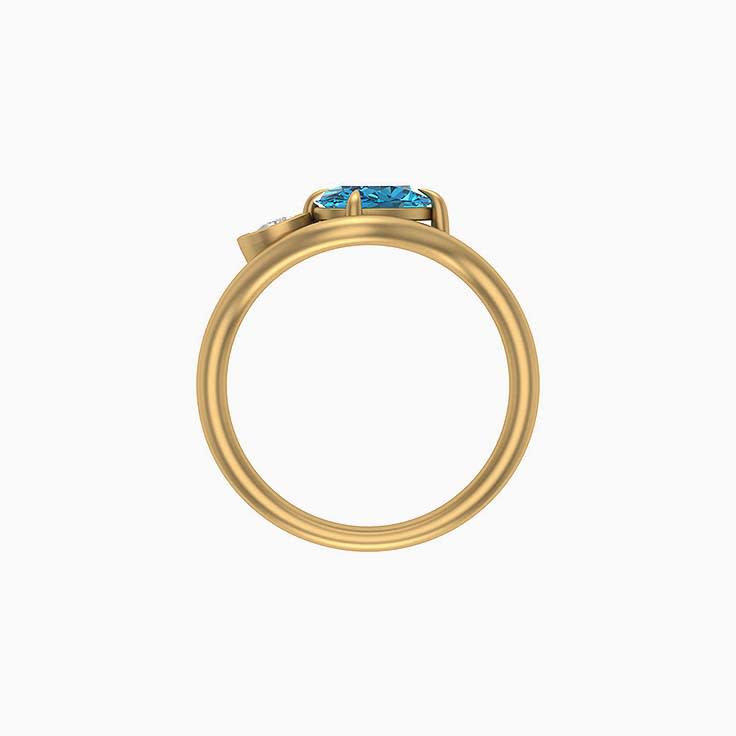Australian Parti Sapphire and Lab diamond ring