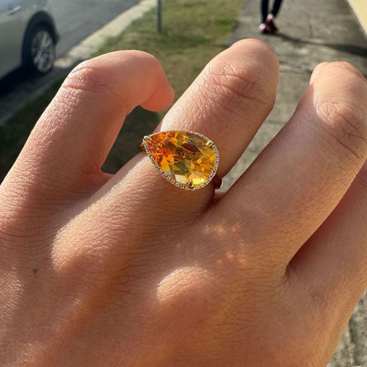 Citrine With A Fine Diamond Halo