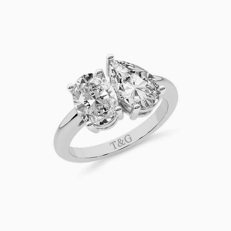 Two Man Made Diamond Engagement Ring